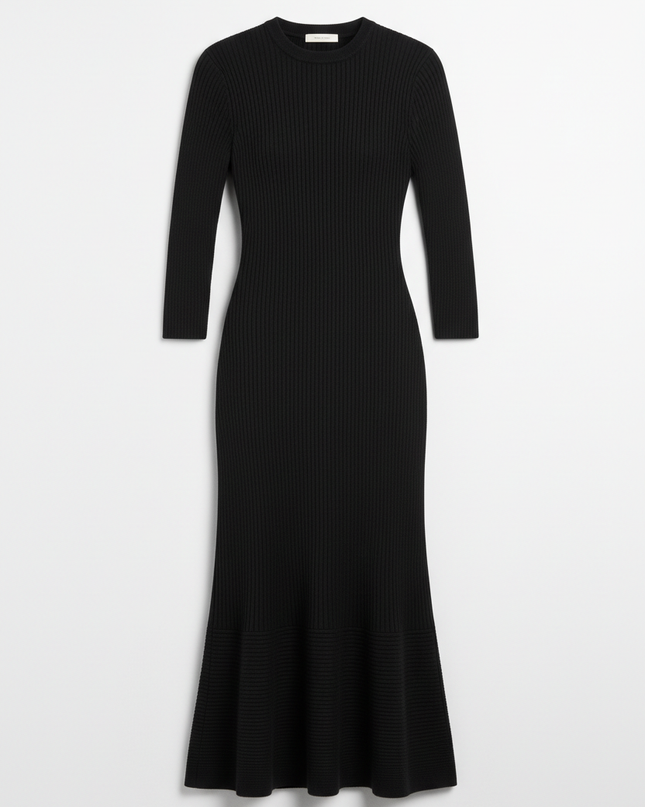 The Knit Midi — Standalone Packshot, Soft Black