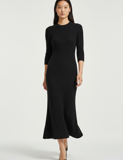 The Knit Midi — Walking Motion, Soft Black