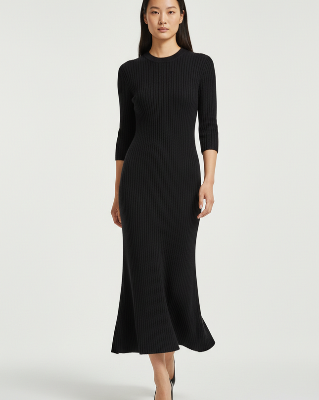 The Knit Midi — Walking Motion, Soft Black