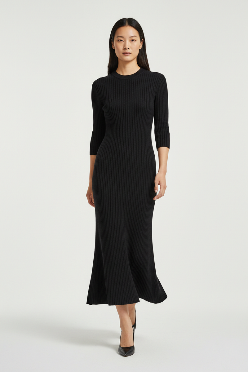 The Knit Midi — Walking Motion, Soft Black