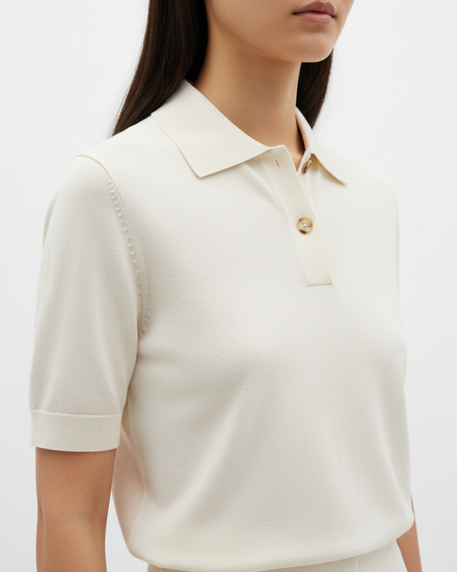 The Knit Polo — Fabric Detail Portrait