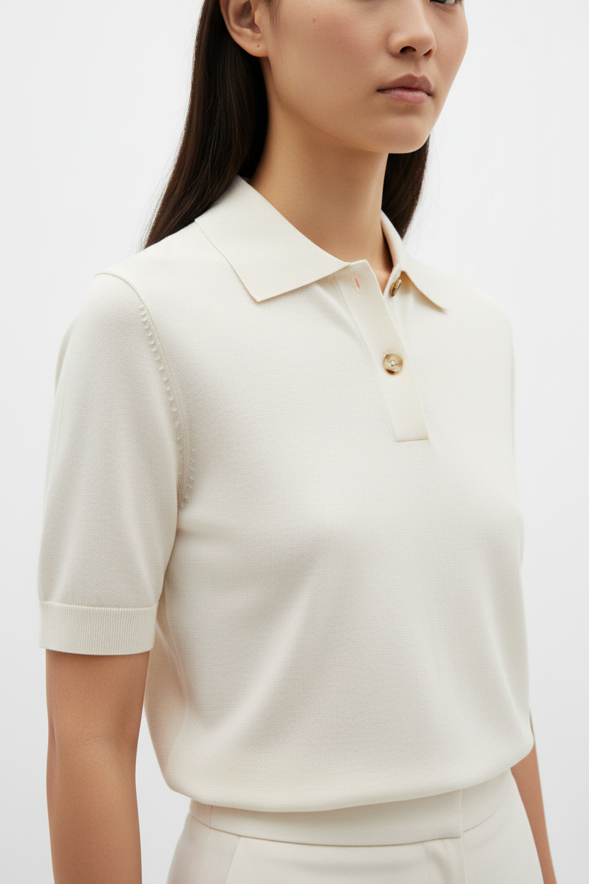 The Knit Polo — Fabric Detail Portrait