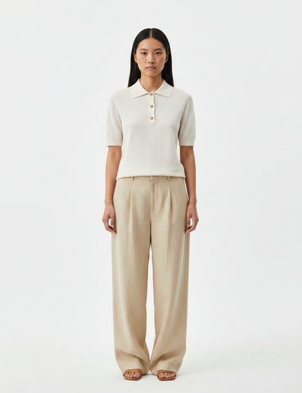 The Knit Polo — Front Full-Body Editorial