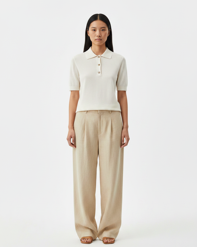 The Knit Polo — Front Full-Body Editorial