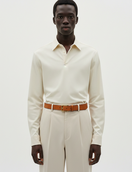 The Leather Belt, Cognac — Front Full-Body