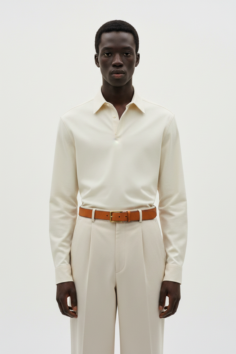 The Leather Belt, Cognac — Front Full-Body
