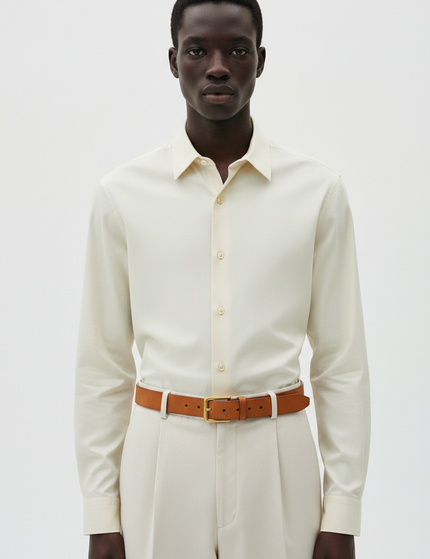 The Leather Belt, Cognac — Waist Detail