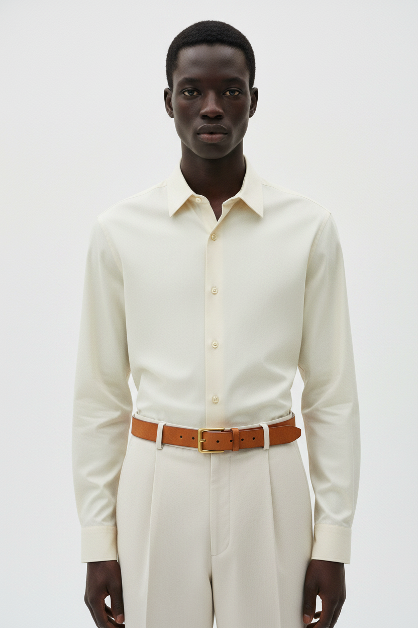 The Leather Belt, Cognac — Waist Detail