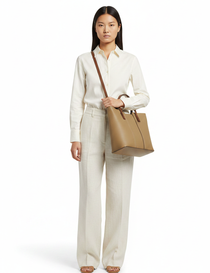 The Leather Tote — Front Full-Body