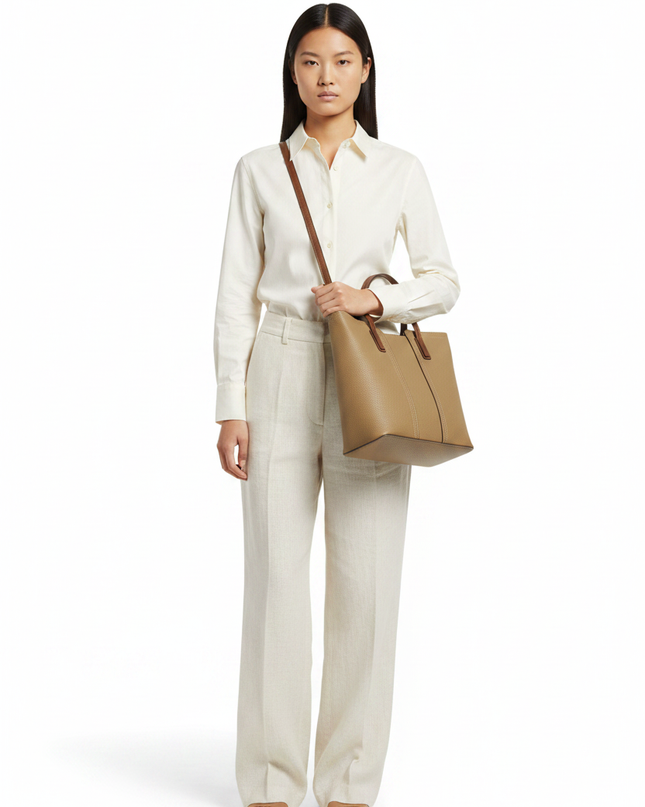 The Leather Tote — Front Full-Body