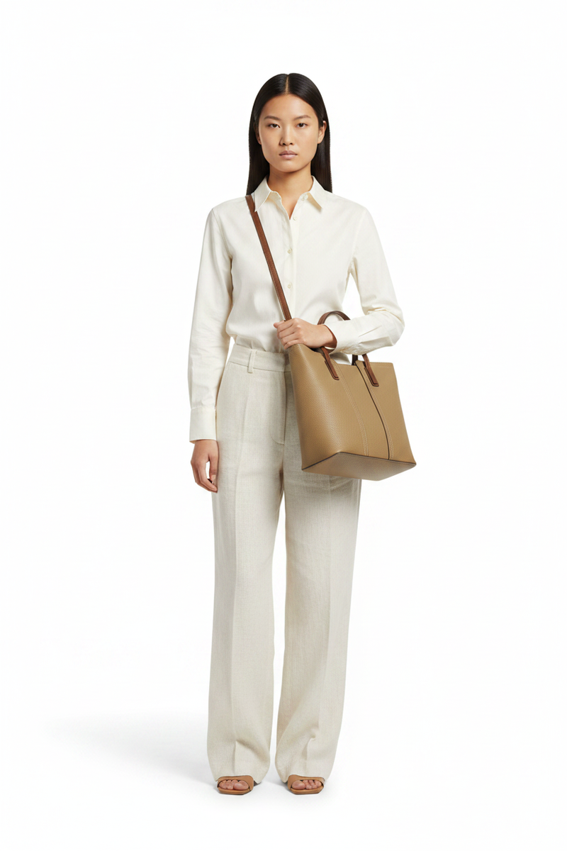 The Leather Tote — Front Full-Body