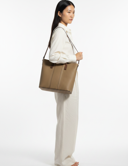 The Leather Tote — Side Profile