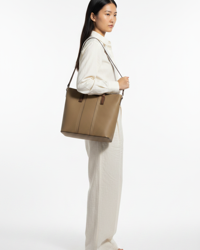 The Leather Tote — Side Profile