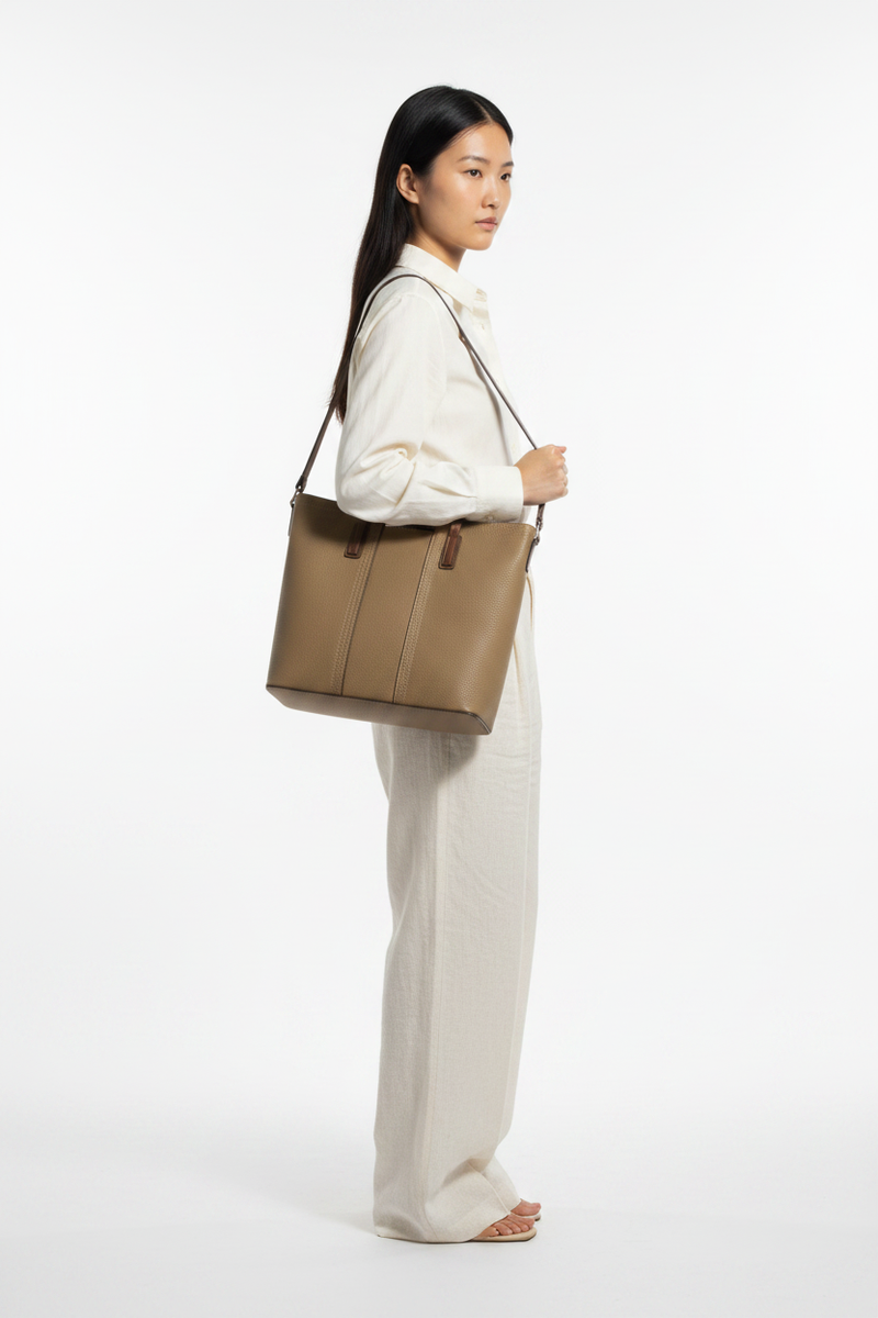 The Leather Tote — Side Profile