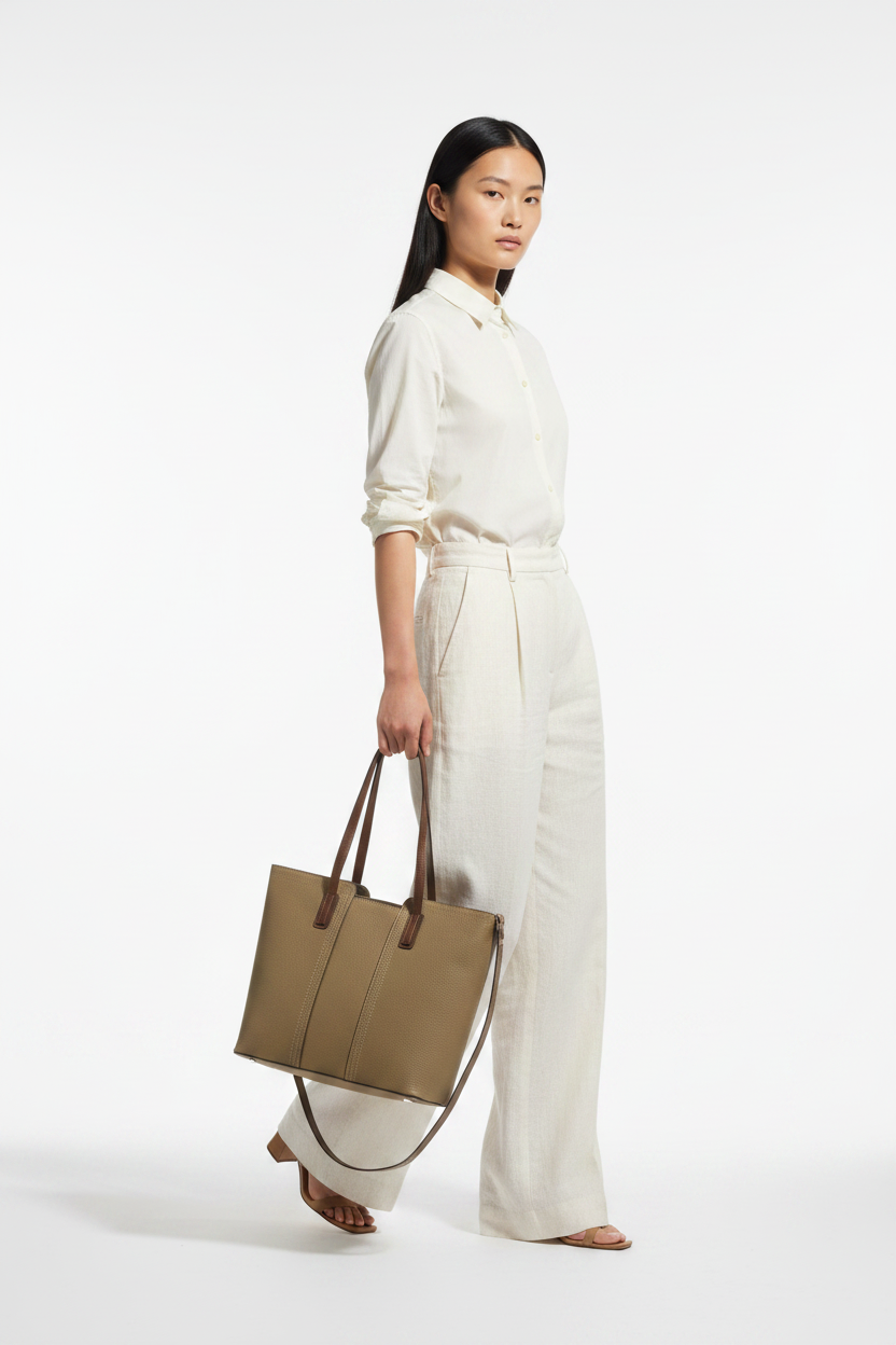 The Leather Tote — Walking Motion