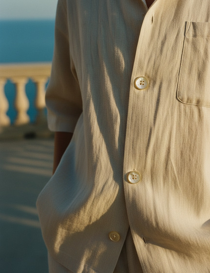 The Linen Popover — Close fabric detail