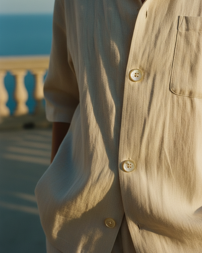 The Linen Popover — Close fabric detail