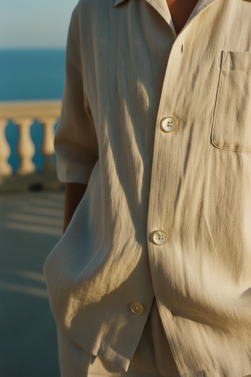 The Linen Popover — Close fabric detail