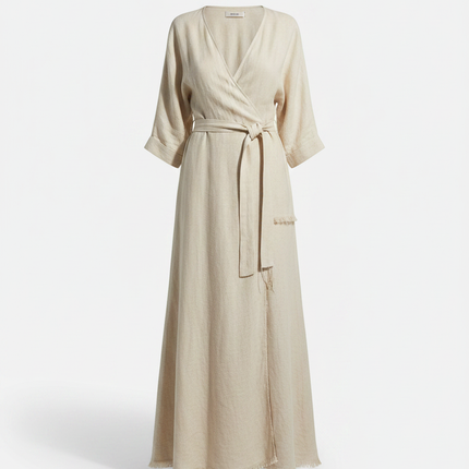 The Linen Wrap Dress — Standalone Packshot