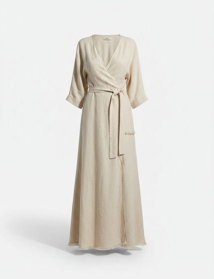 The Linen Wrap Dress — Standalone Packshot