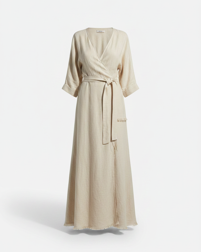 The Linen Wrap Dress — Standalone Packshot