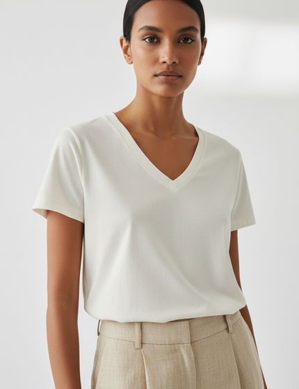 The Mid-Weight V-Neck — Fabric Detail