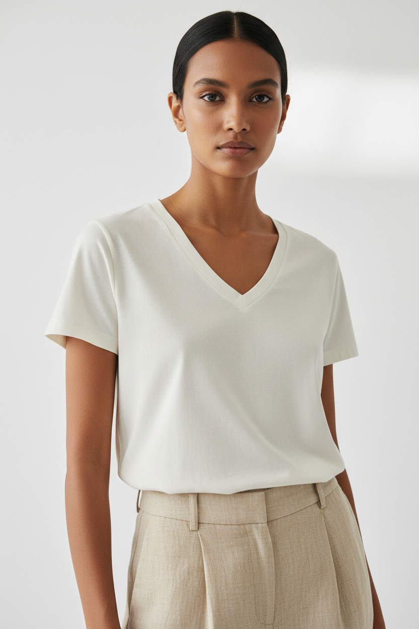The Mid-Weight V-Neck — Fabric Detail