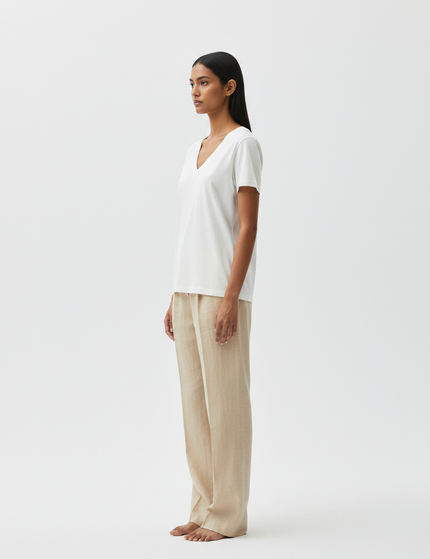 The Mid-Weight V-Neck — Side Profile