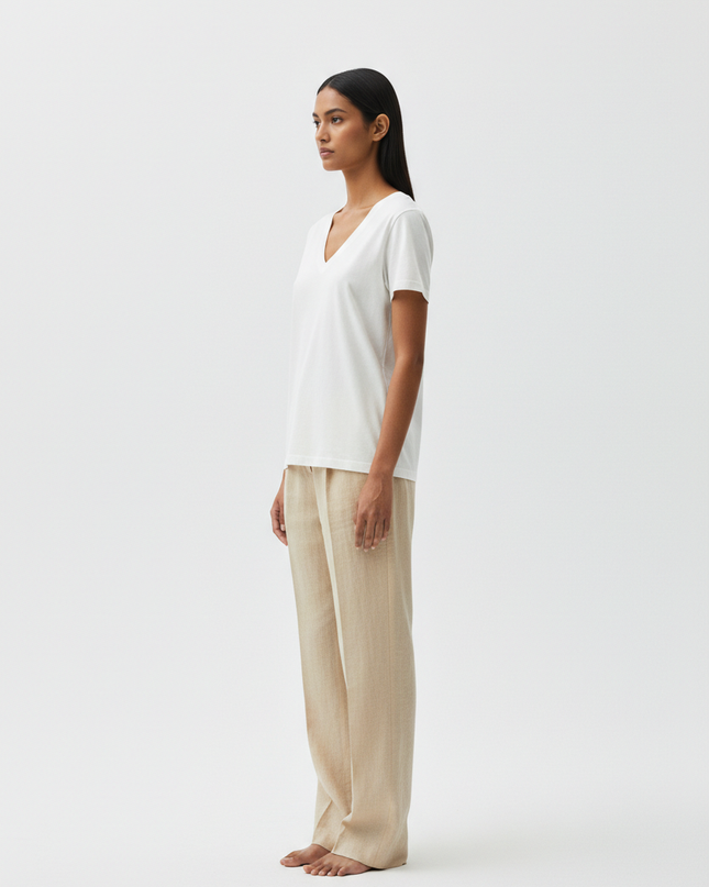 The Mid-Weight V-Neck — Side Profile