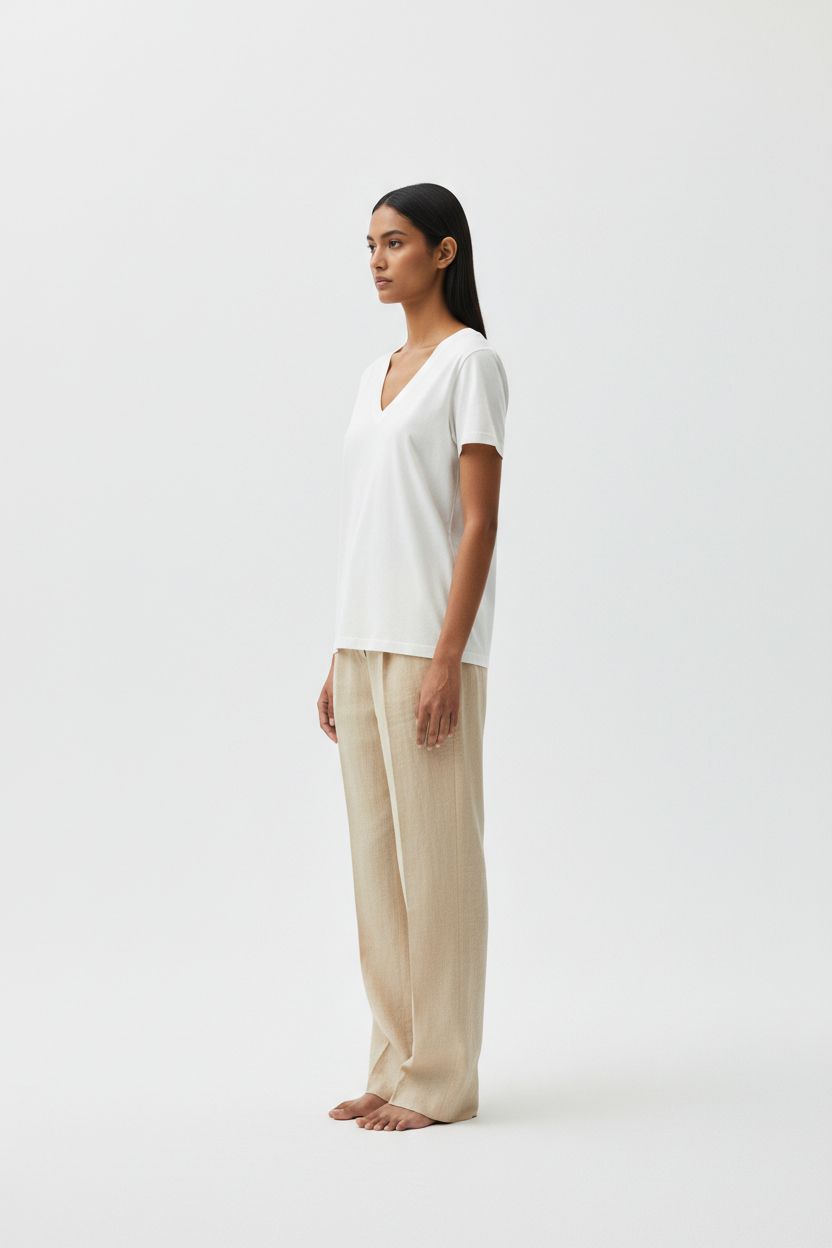 The Mid-Weight V-Neck — Side Profile