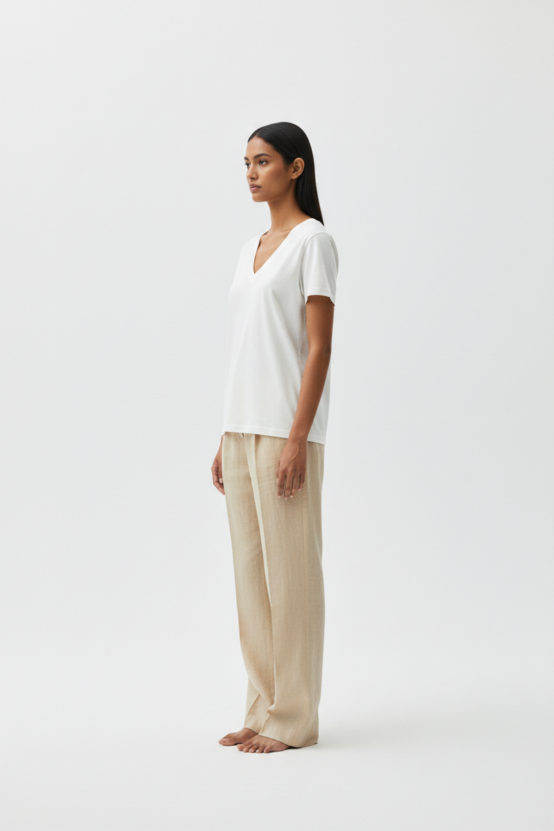 The Mid-Weight V-Neck — Side Profile