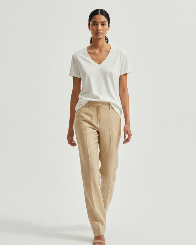 The Mid-Weight V-Neck — Walking Motion