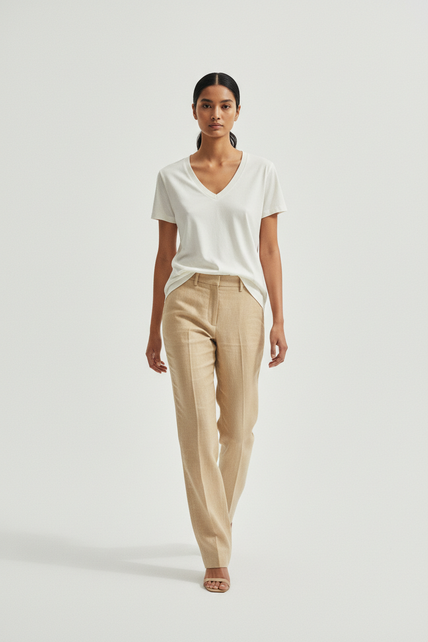 The Mid-Weight V-Neck — Walking Motion