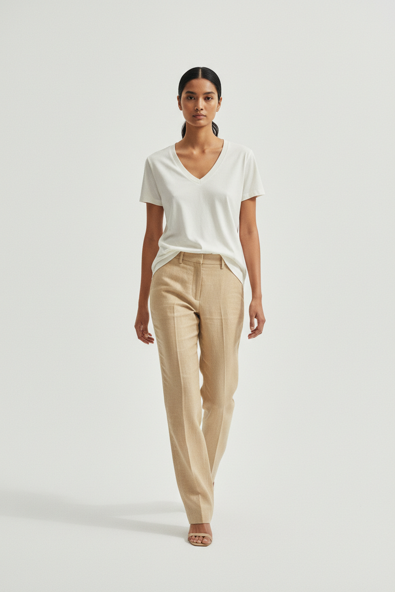The Mid-Weight V-Neck — Walking Motion