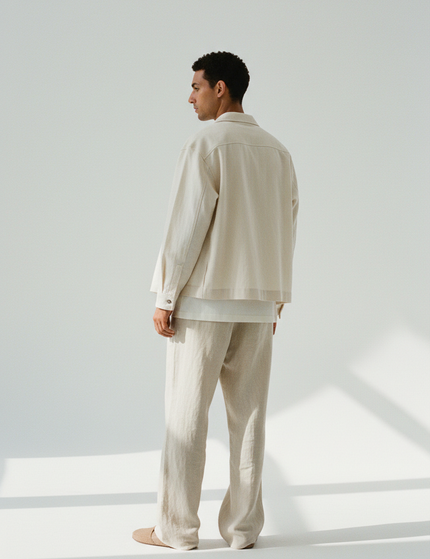 The Overshirt — Back Angle, Stone