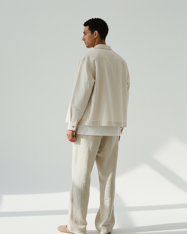 The Overshirt — Back Angle, Stone