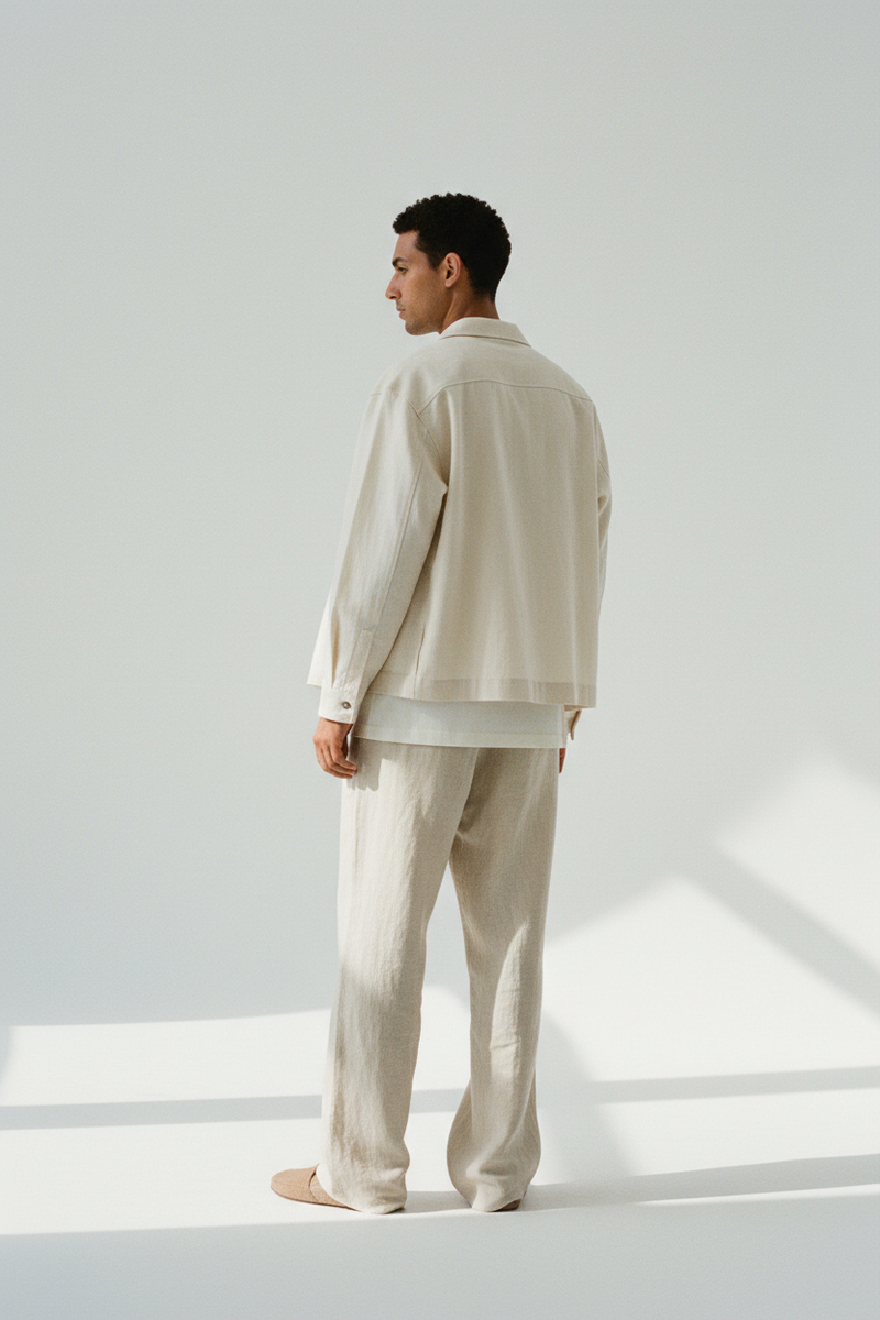The Overshirt — Back Angle, Stone
