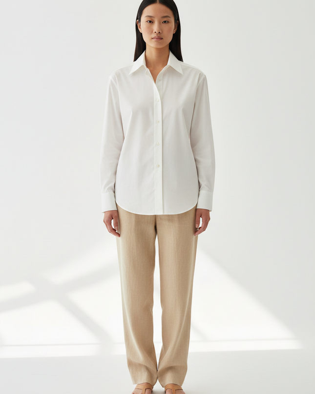 The Poplin Button-Down — Front Full-Body