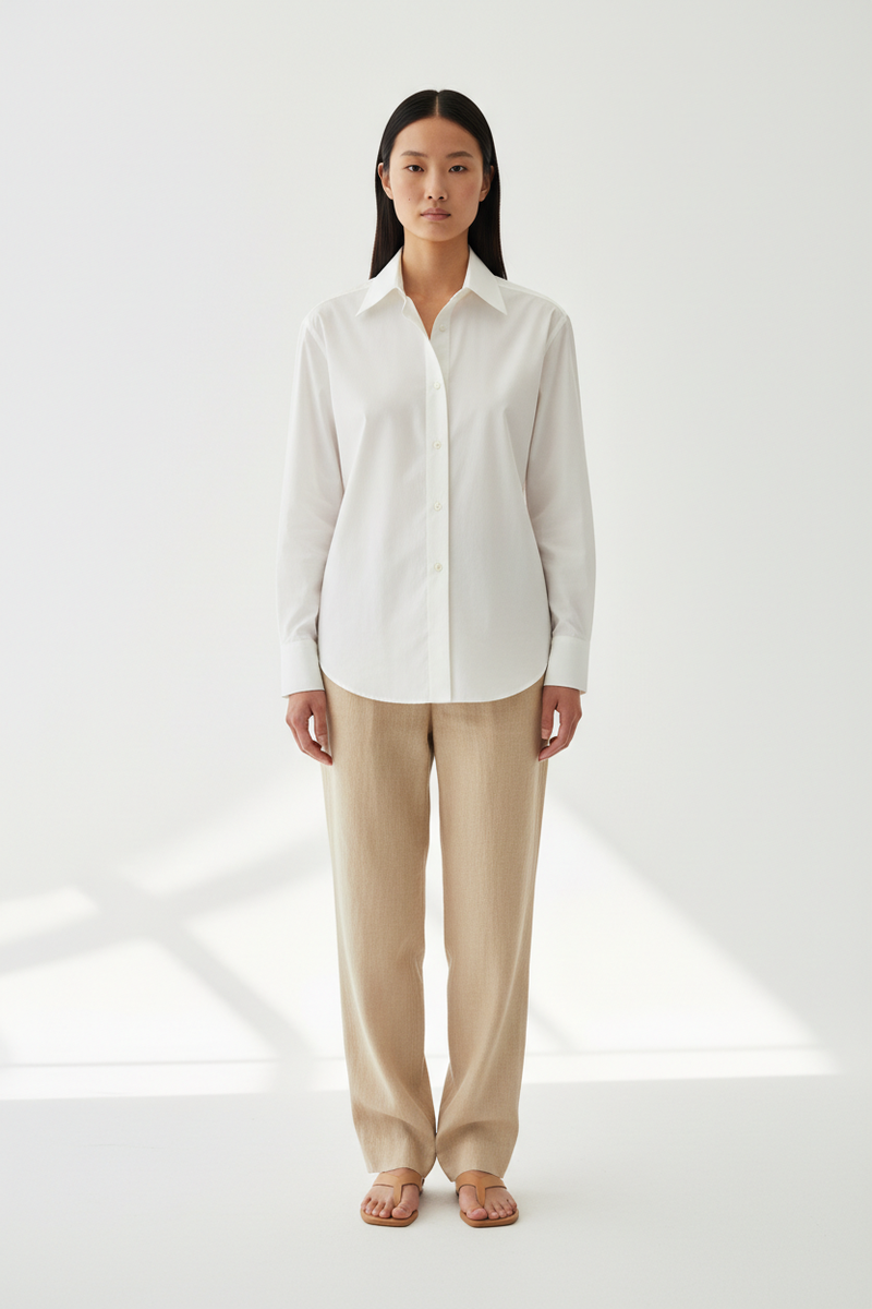 The Poplin Button-Down — Front Full-Body