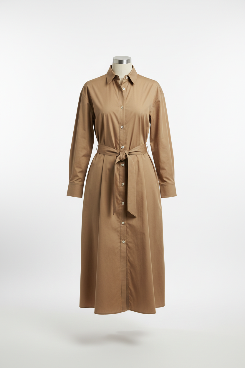 The Shirt Dress — Stone Packshot