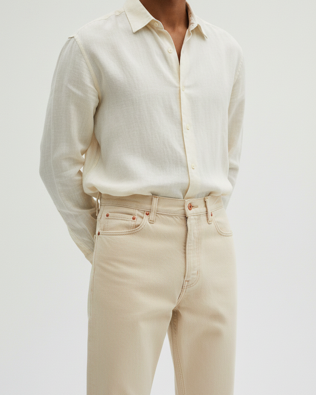 The Straight-Leg Jean, Ecru — Fabric Detail