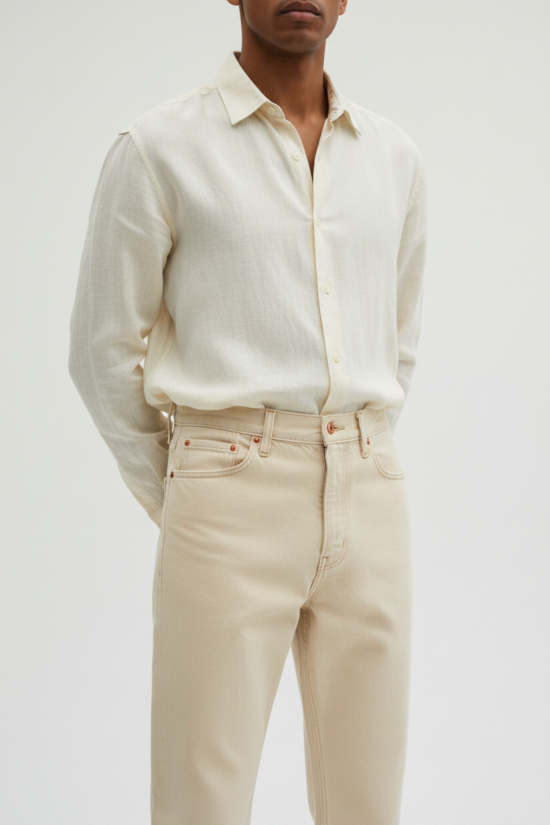 The Straight-Leg Jean, Ecru — Fabric Detail