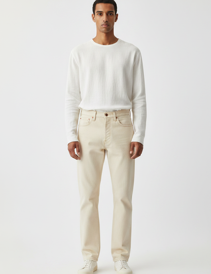 The Straight-Leg Jean, Ecru — Front Full-Body