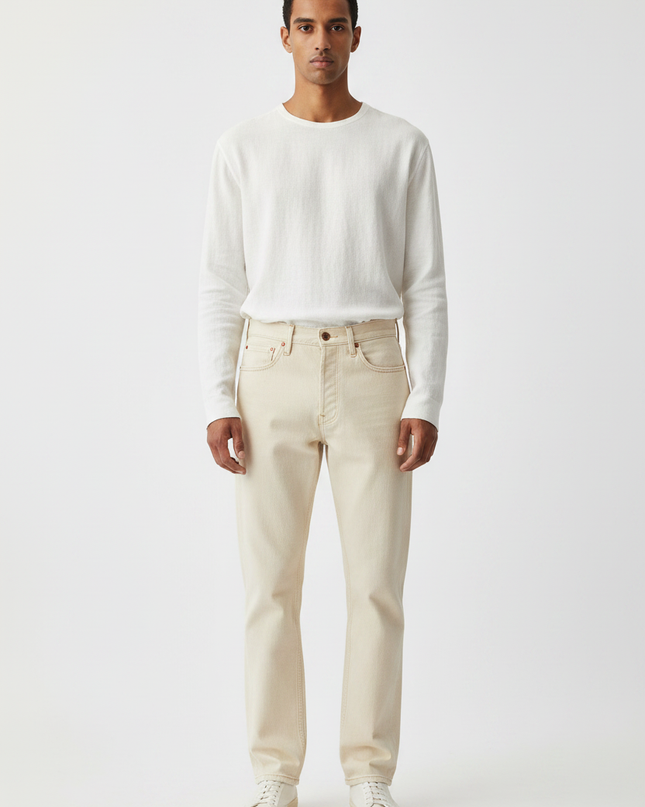 The Straight-Leg Jean, Ecru — Front Full-Body