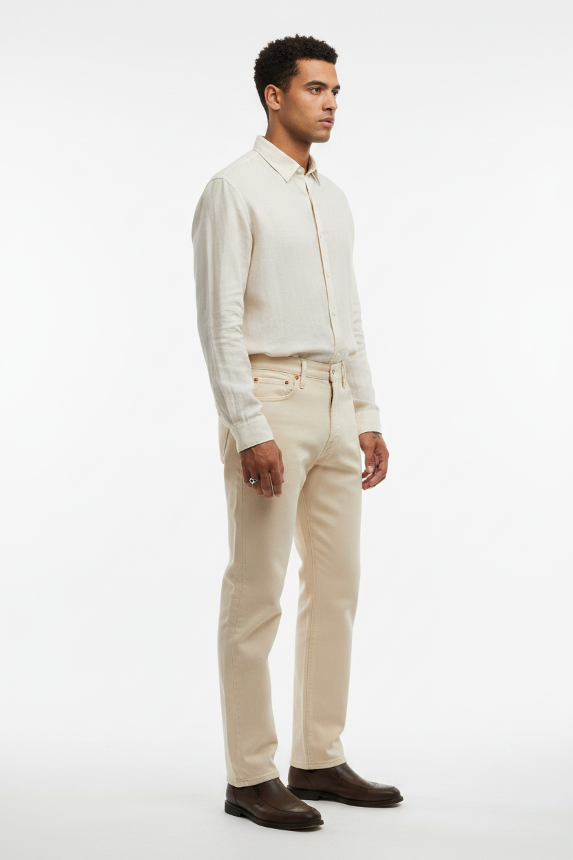 The Straight-Leg Jean, Ecru — Side Profile