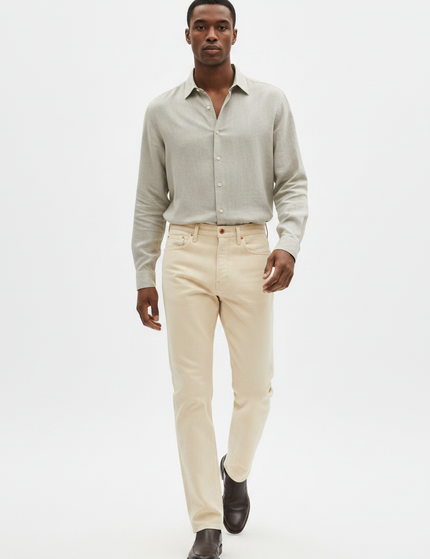 The Straight-Leg Jean, Ecru — Walking Motion