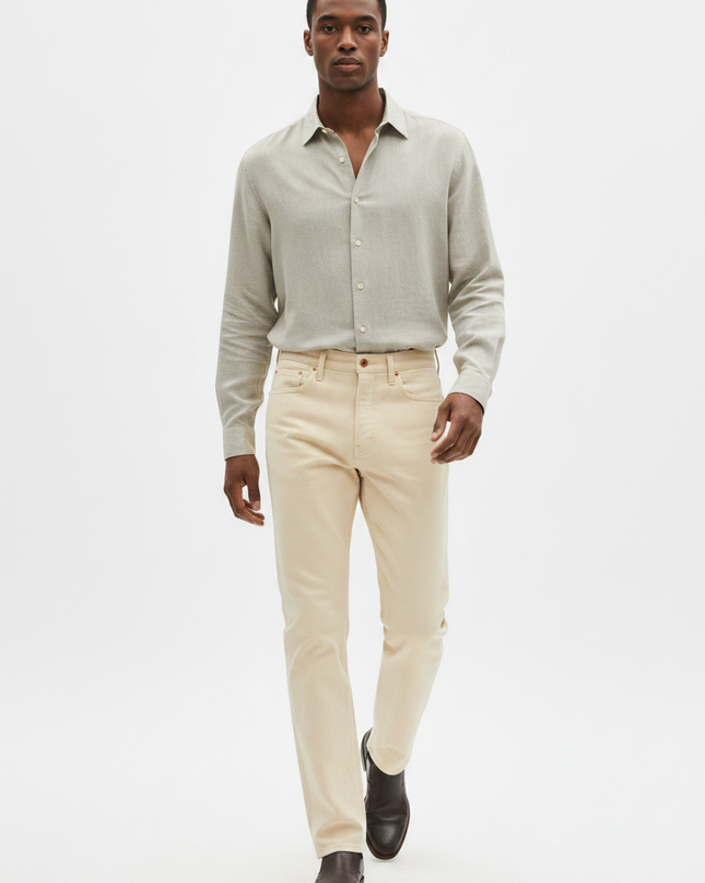 The Straight-Leg Jean, Ecru — Walking Motion