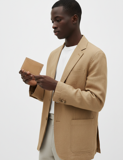 The Suede Card Holder – Side Profile