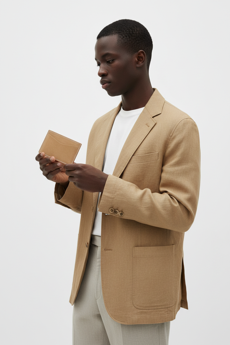 The Suede Card Holder – Side Profile