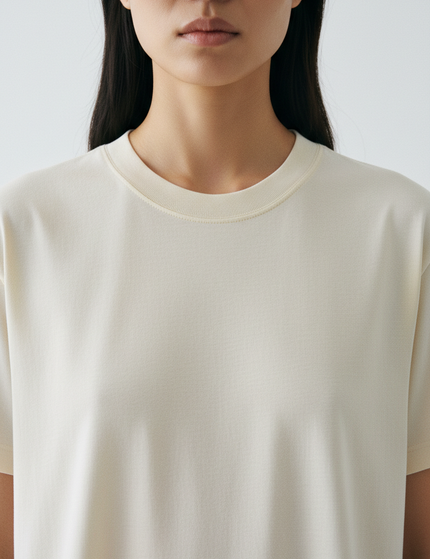 The T-Shirt Dress — Bone — Fabric Detail
